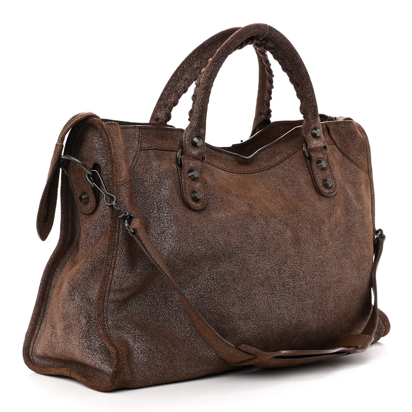 Metallic Craquele Calfskin Classic Hardware City Bronze