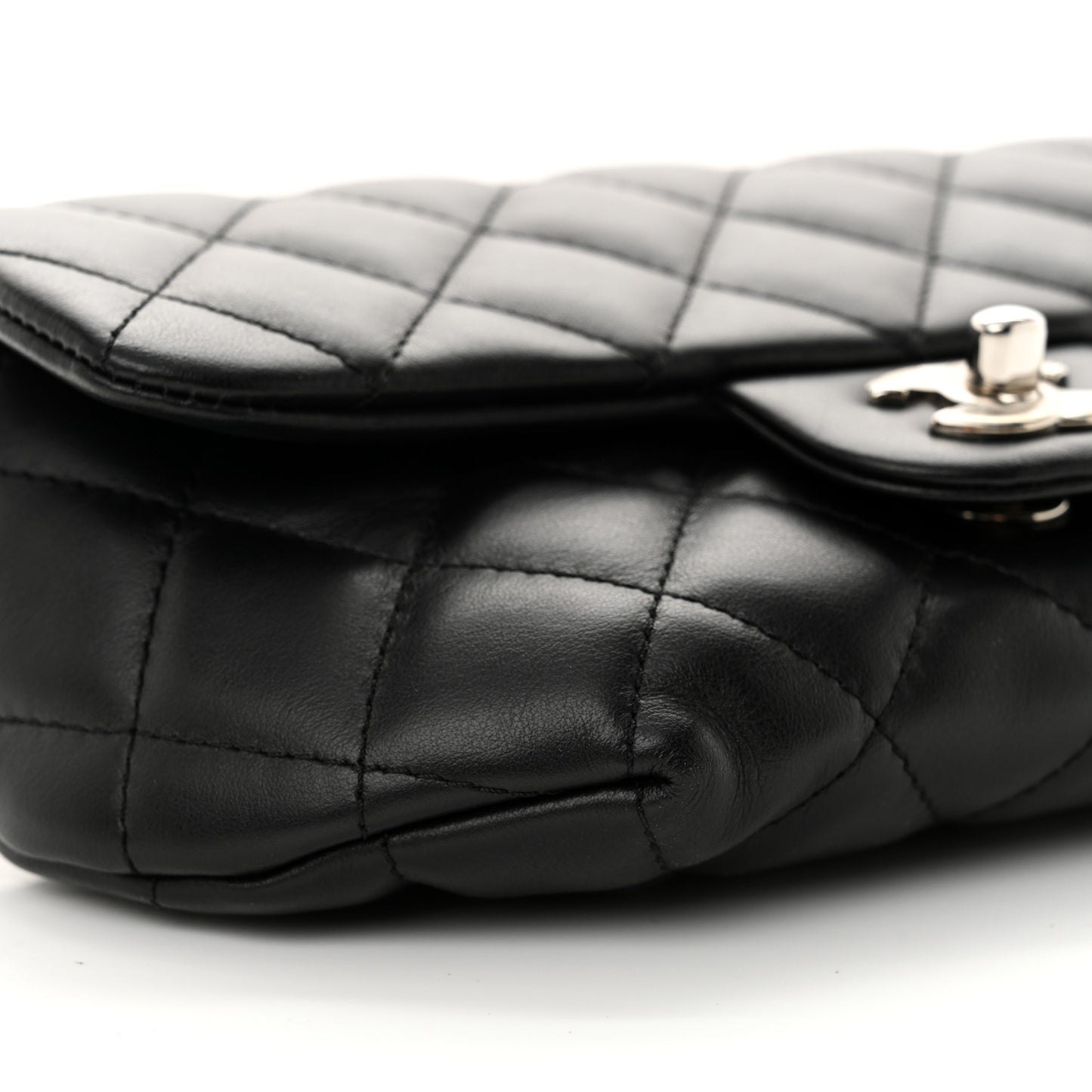 Calfskin Quilted CC Uniform Flap Belt Bag Black