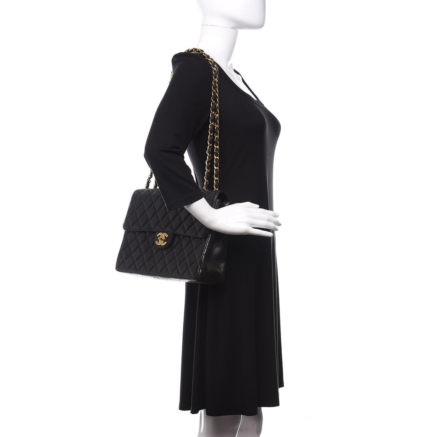 Lambskin Quilted XL Jumbo Single Flap Black
