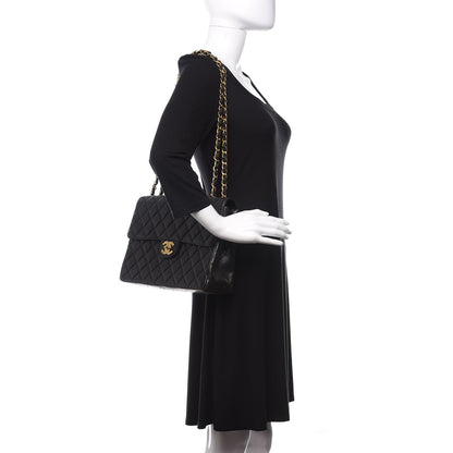 Chanel Lambskin Quilted XL Jumbo Single Flap Black 3 of 12