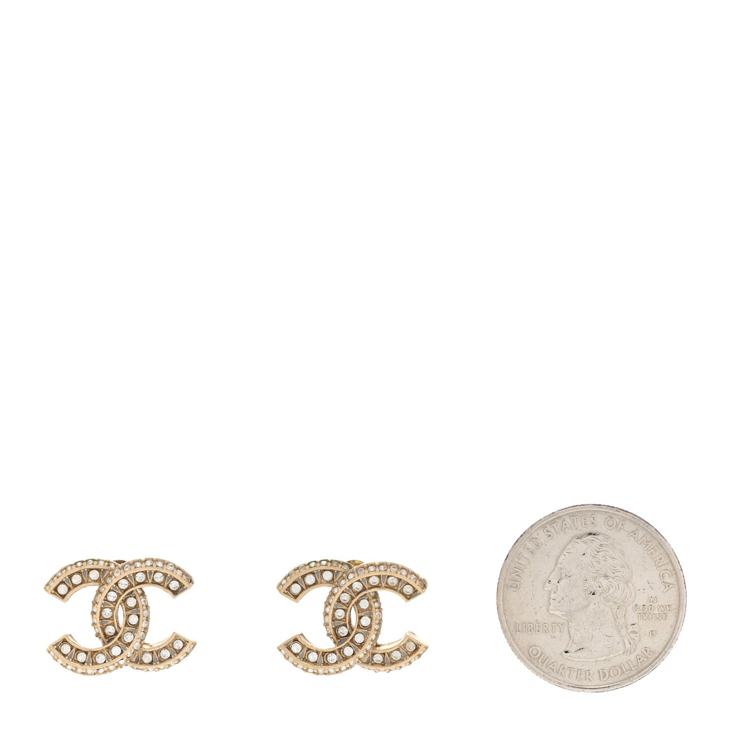 Chanel Crystal Timeless CC Earrings Light Gold 2 of 6