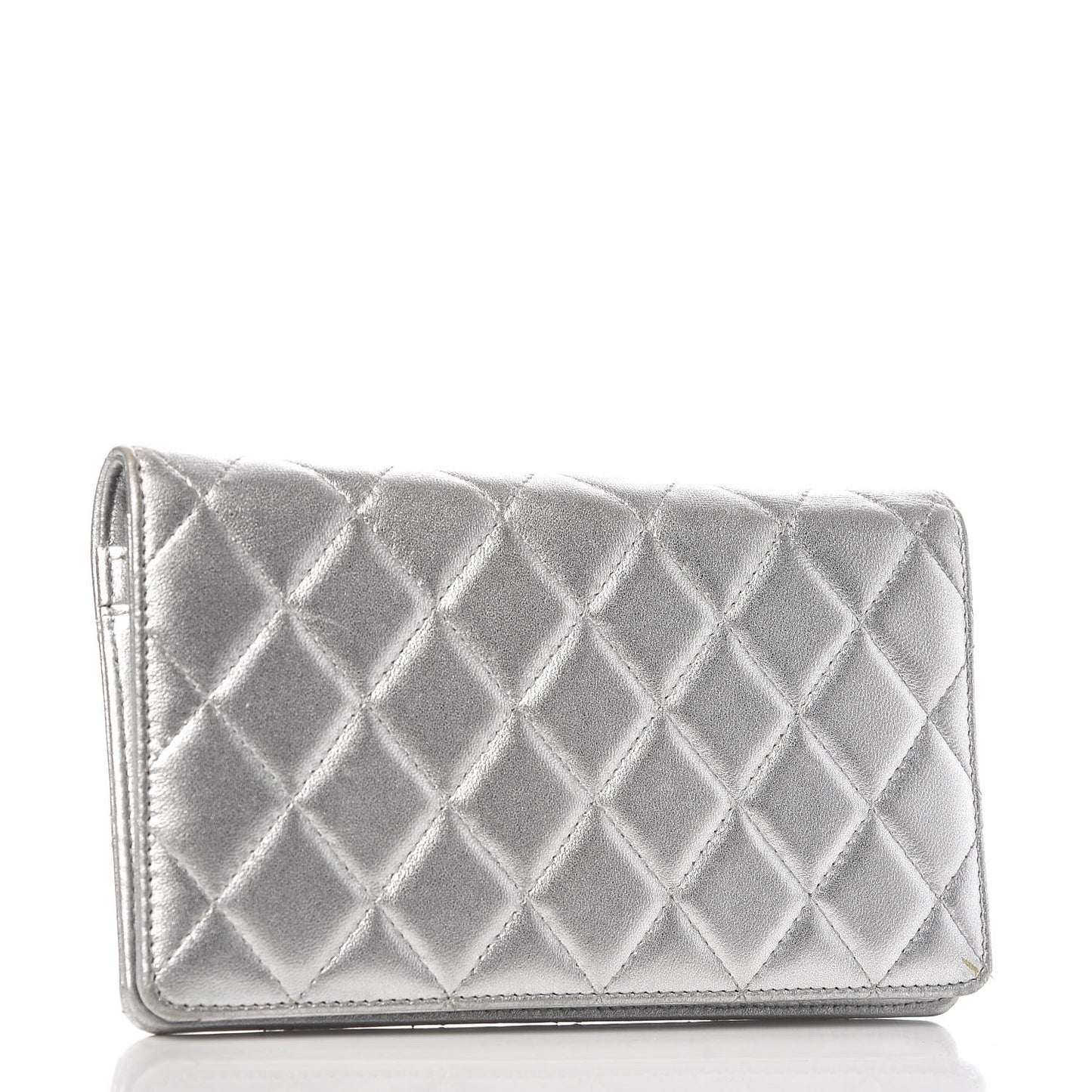 Metallic Lambskin Quilted Reissue Yen Wallet Silver
