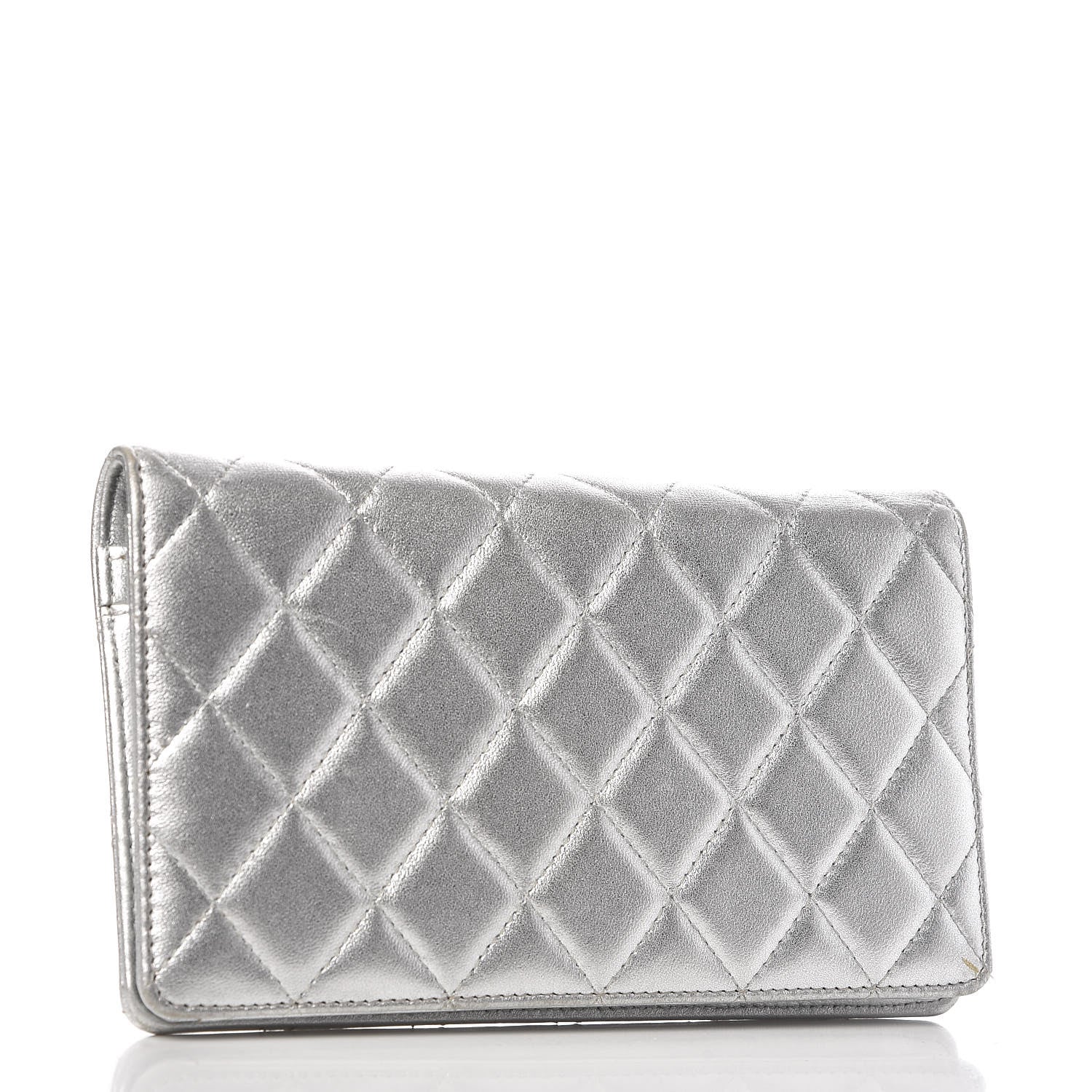 Chanel Metallic Lambskin Quilted Reissue Yen Wallet Silver 3 of 9