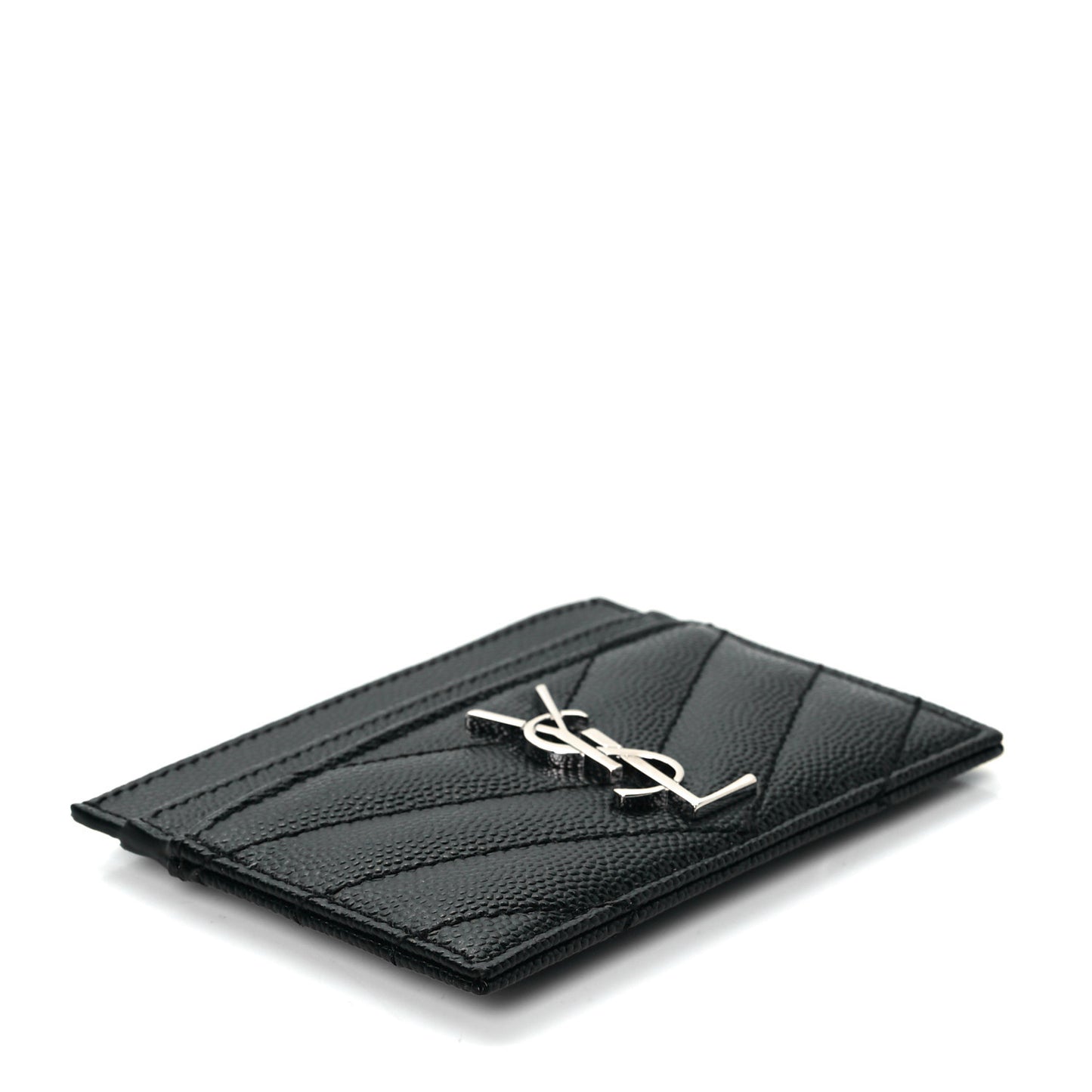 Grain De Poudre Matelasse Chevron Monogram Credit Card Case Black