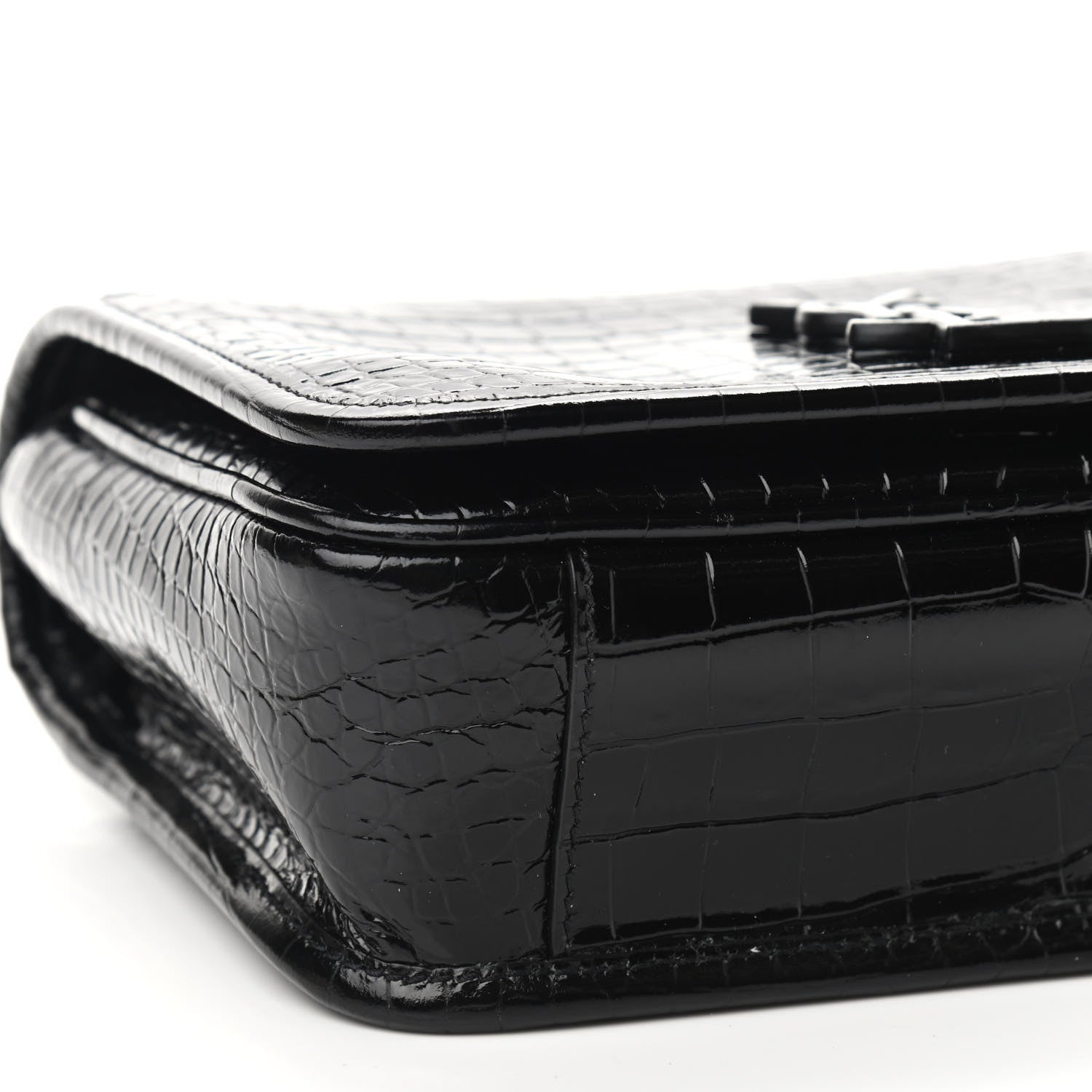 Saint Laurent Crocodile Embossed Lambskin Matelasse Monogram Niki Chain Wallet Black 7 of 8