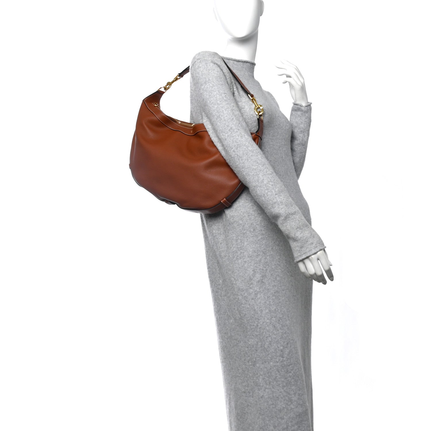 Celine Supple Calfskin Medium Strap Leandre Shoulder Bag Brown 3 of 10