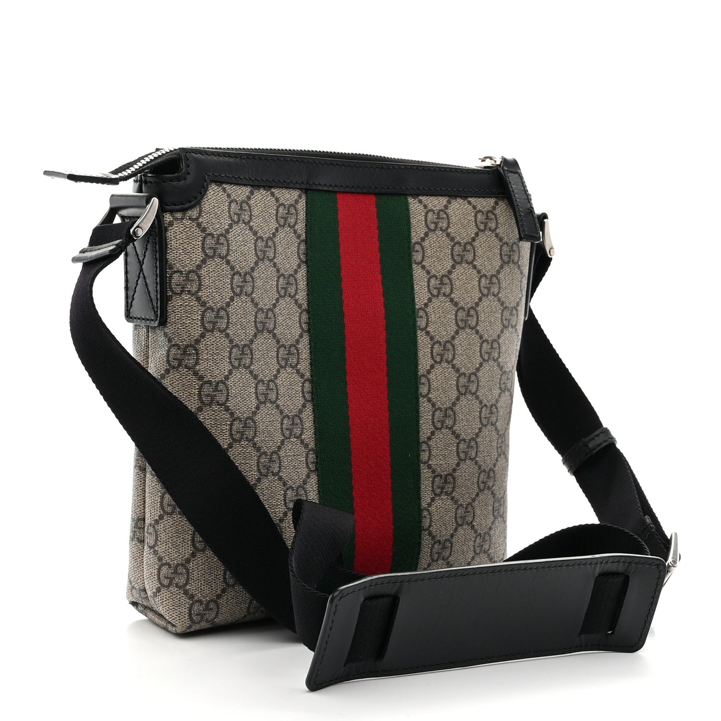 GG Supreme Monogram Web Messenger Bag Black