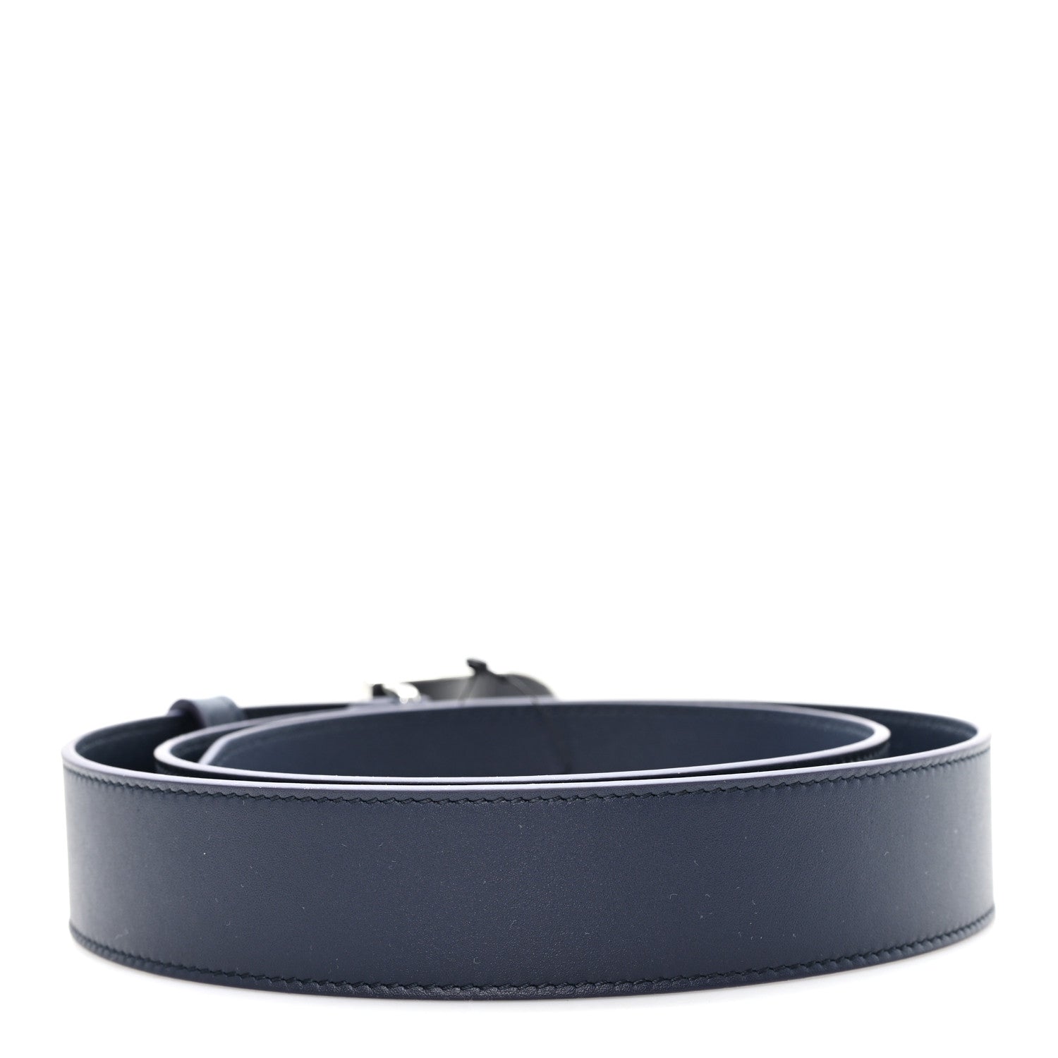 Gucci Moon Calfskin Round Plaque 35mm Belt 95 38 Navy 2 of 4