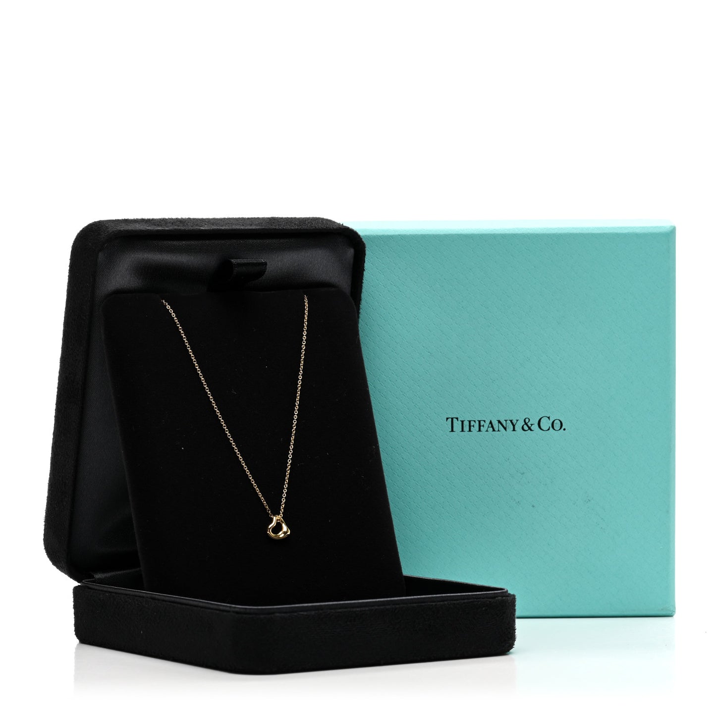 18K Yellow Gold 7mm Elsa Peretti Open Heart Pendant Necklace