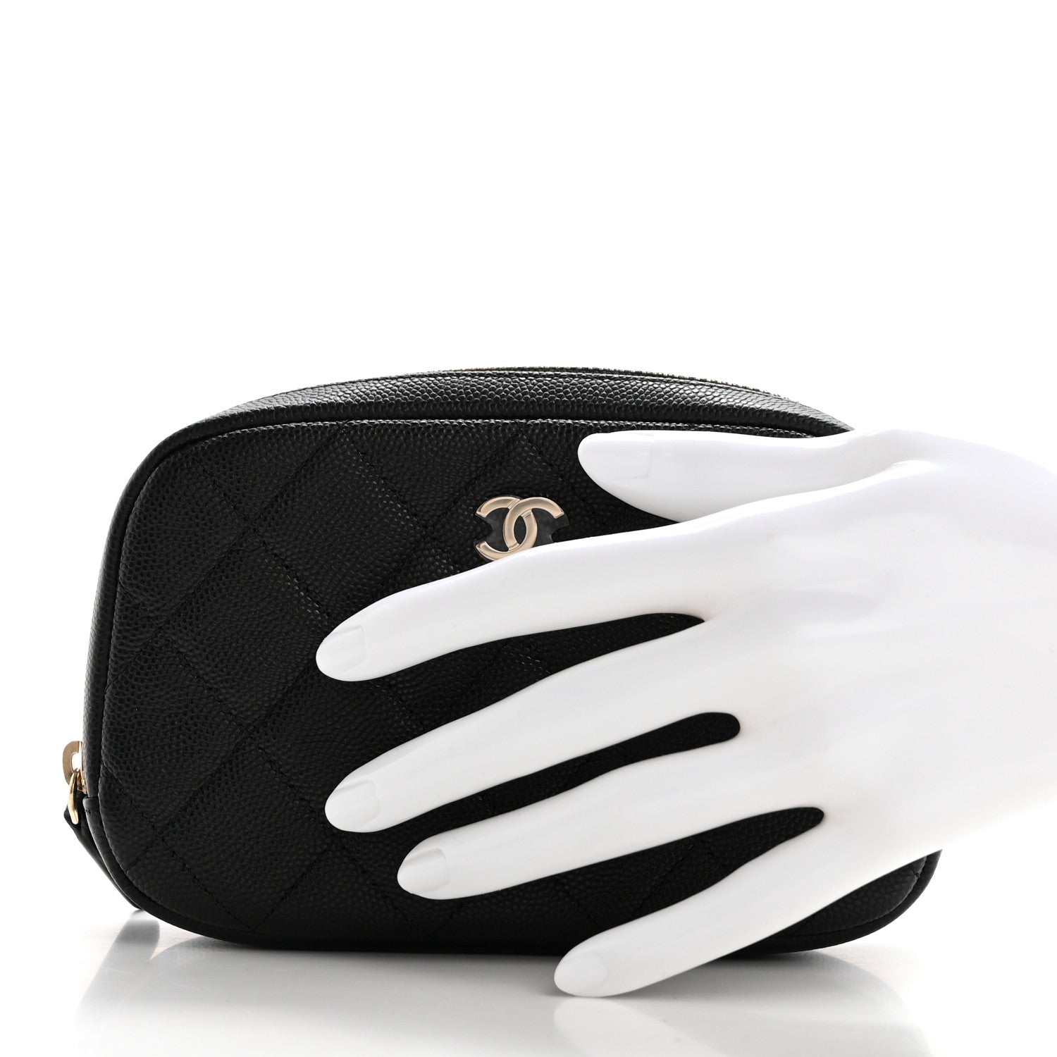 Chanel Caviar Quilted Small Curvy Pouch Cosmetic Case Black 2 of 7