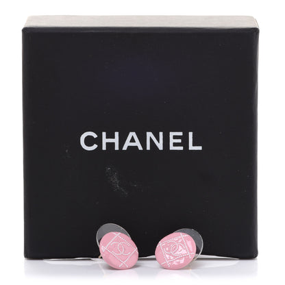 Chanel Resin Crystal CC Earrings Pink 5 of 5