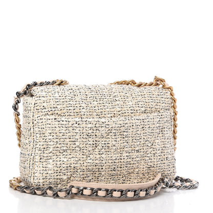 Chanel Tweed Quilted Medium 19 Flap Ecru Black 3 of 10
