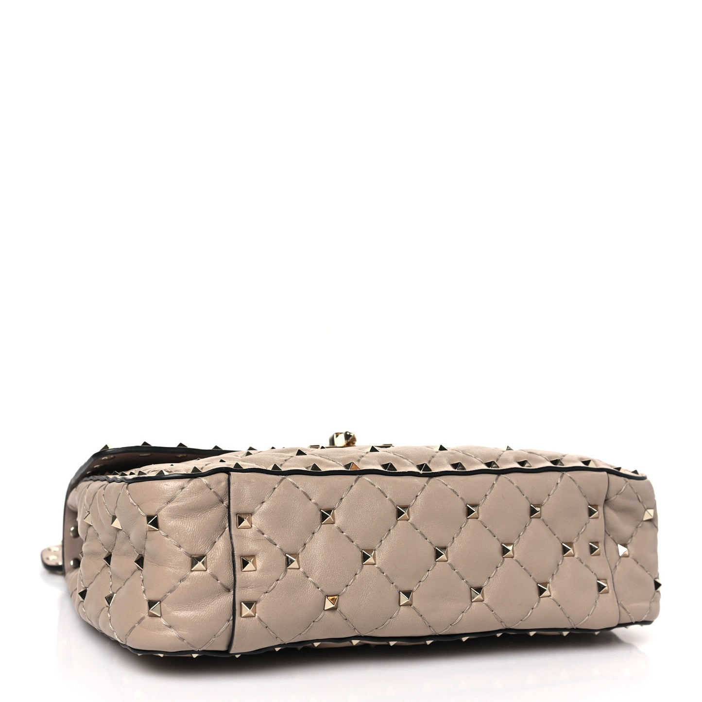 Lambskin Medium Rockstud Spike Shoulder Bag Poudre