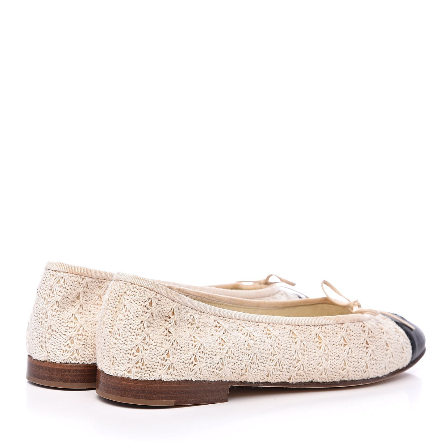 Crochet Cap Toe Ballerina Flats 41 Light Beige