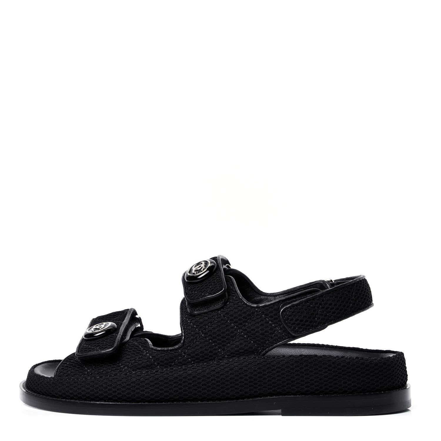 Chanel Fabric Velcro Dad Sandals 36.5 Black 1 of 6