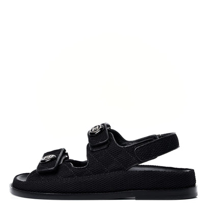Chanel Fabric Velcro Dad Sandals 36.5 Black 1 of 6