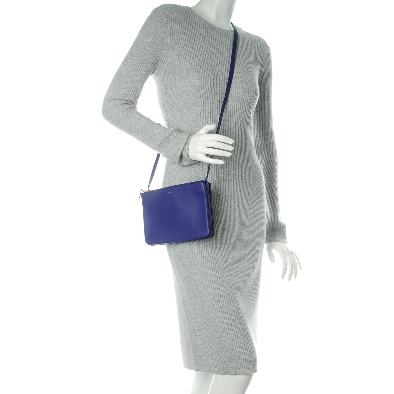 Celine Lambskin Small Trio Crossbody Bag Violet Blue 2 of 7
