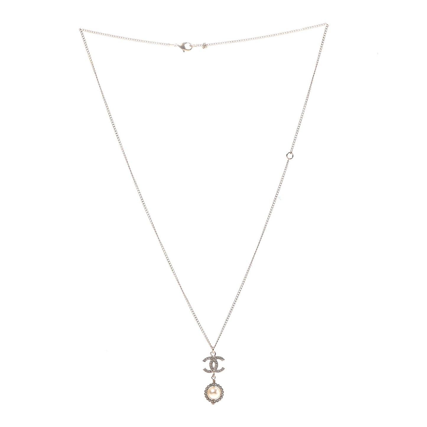 Crystal Pearl CC Lace Camellia Necklace Gold
