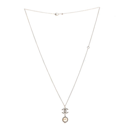 Chanel Crystal Pearl CC Lace Camellia Necklace Gold 3 of 5