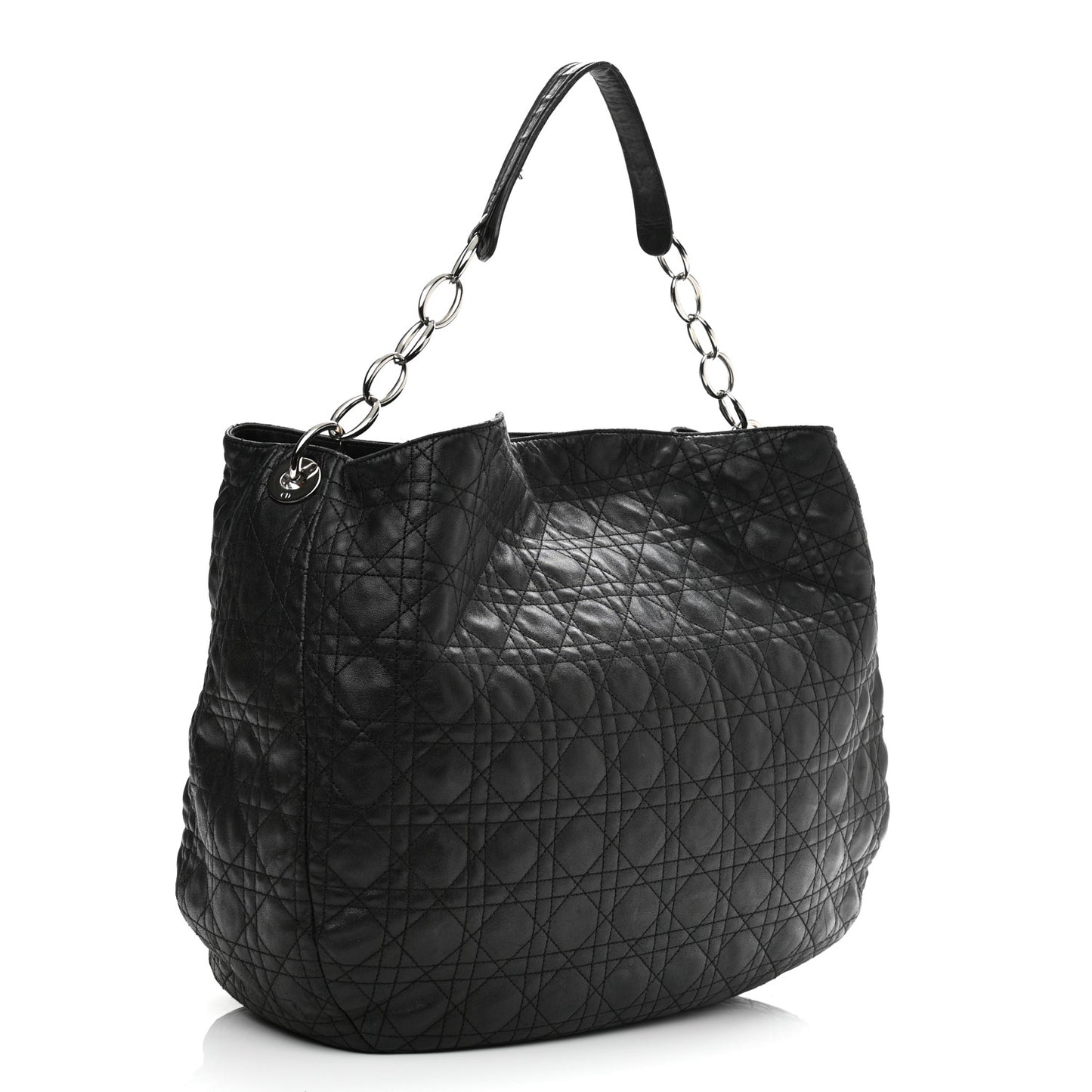 Lambskin Cannage Large Dior Soft Hobo Black