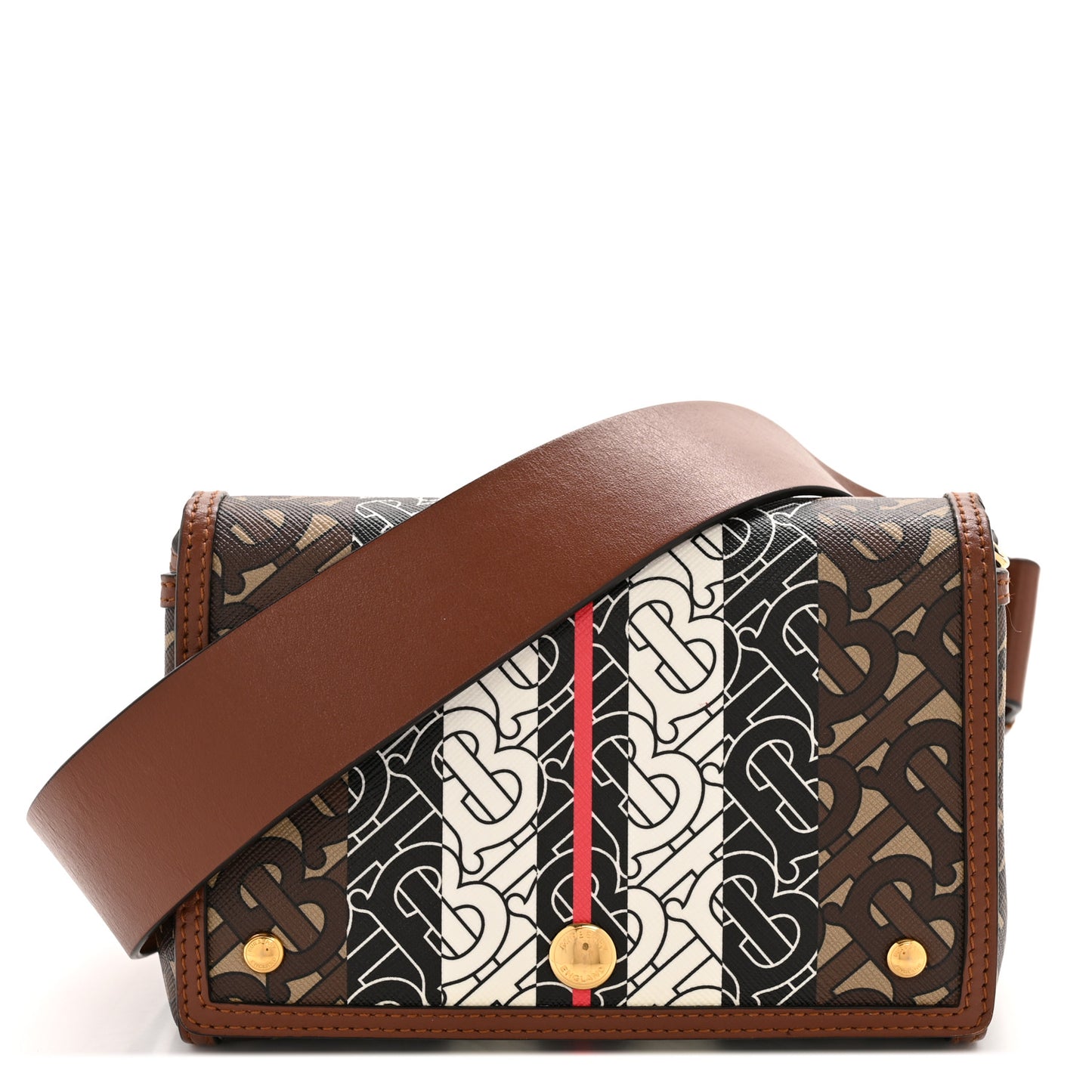 E-Canvas Monogram Stripe Hackberry Crossbody Bag Bridle Brown