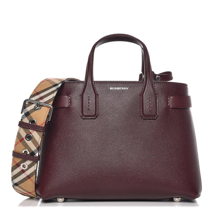 Burberry Grainy Calfskin House Check Small Banner Tote Mahogany Red 1 of 9