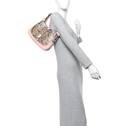 Gucci Snakeskin Ostrich Calfskin Small Jackie 1961 Hobo Pink Multicolor 2 of 11