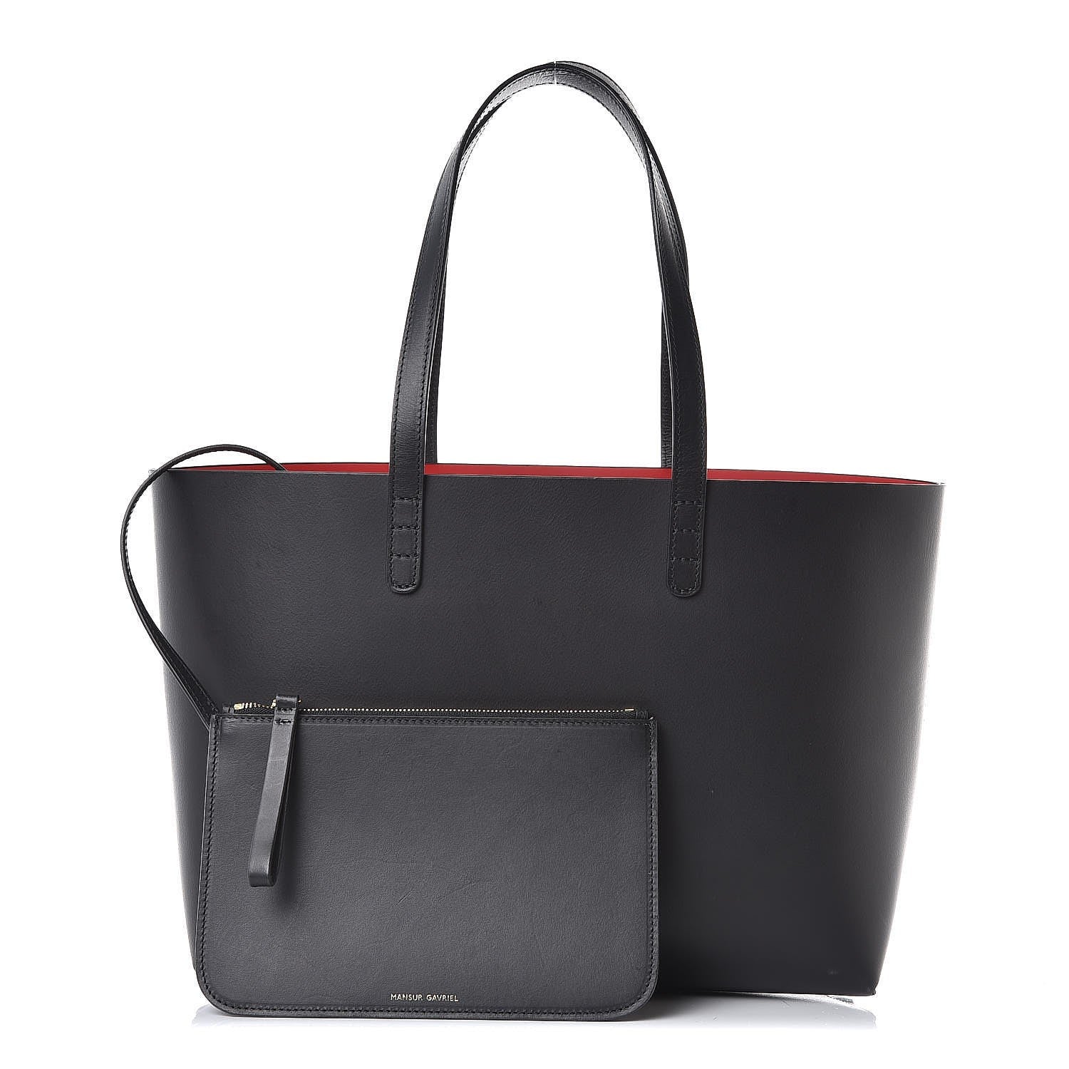 Mansur Gavriel Calfskin Small Shopping Tote Black Flamma 2 of 18