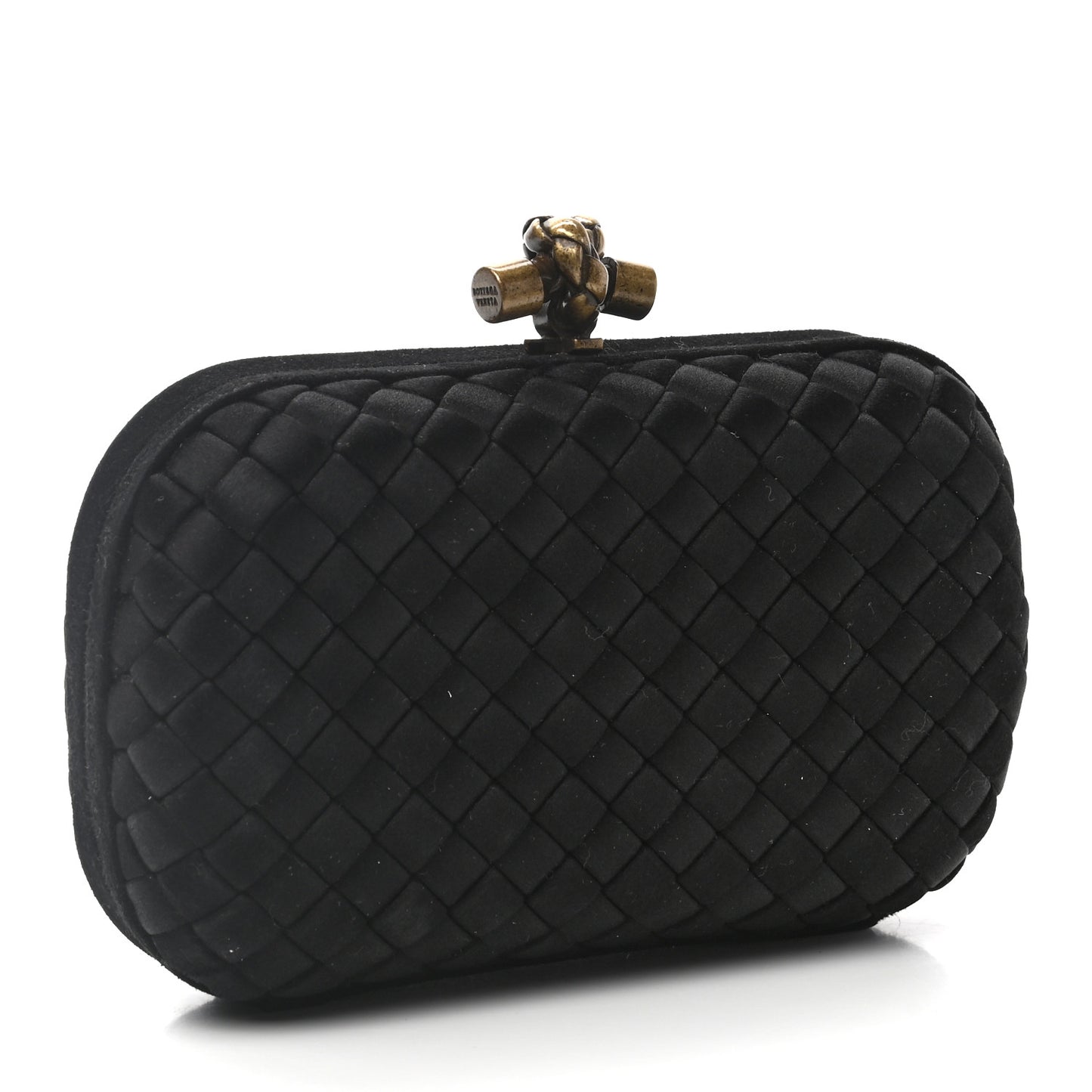 Satin Intreccio Impero Knot Clutch Black