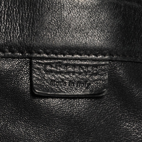 Leather Horizontal Zipper Gusset Cabas Black