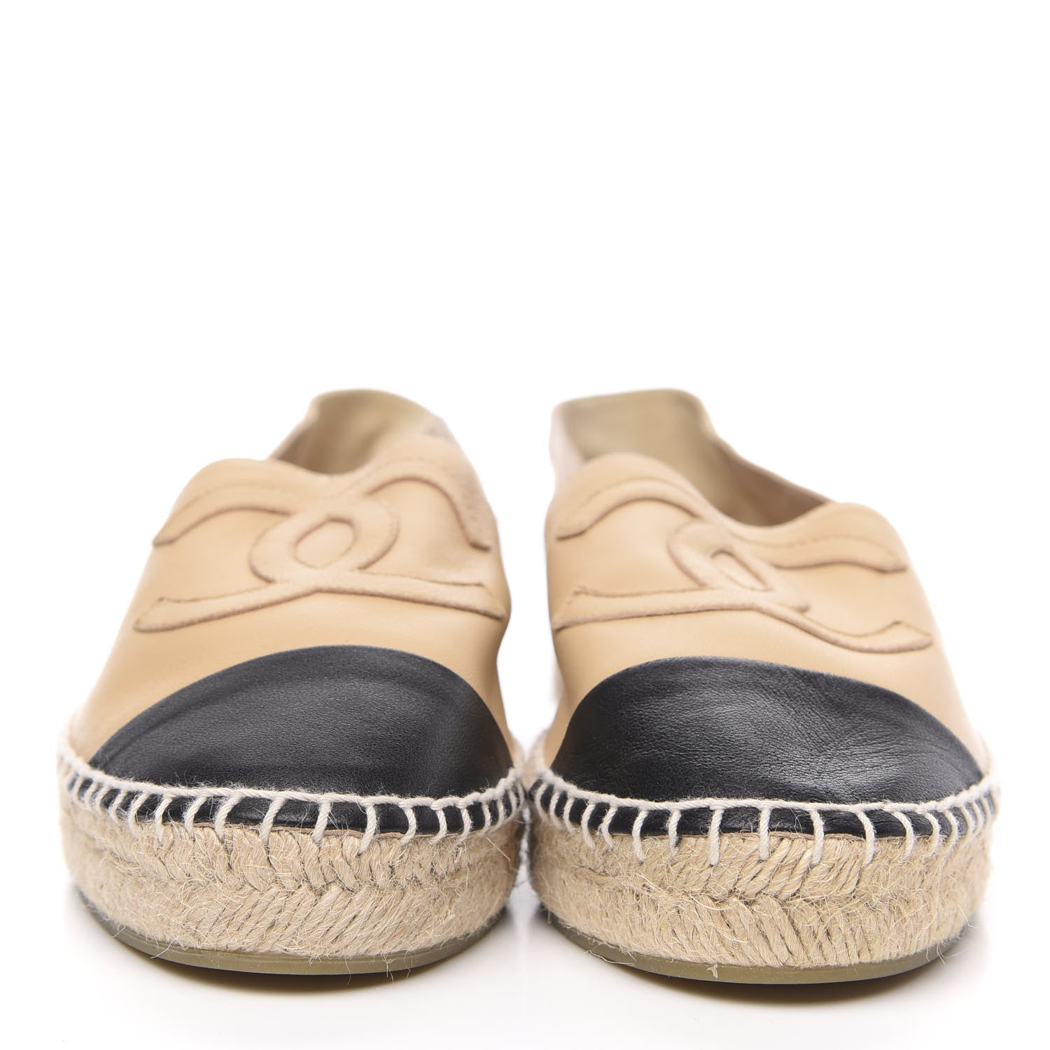 Chanel Lambskin CC Espadrilles 37 Beige Black 2 of 8
