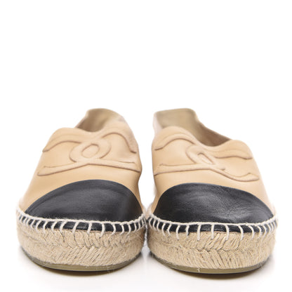 Chanel Lambskin CC Espadrilles 37 Beige Black 2 of 8