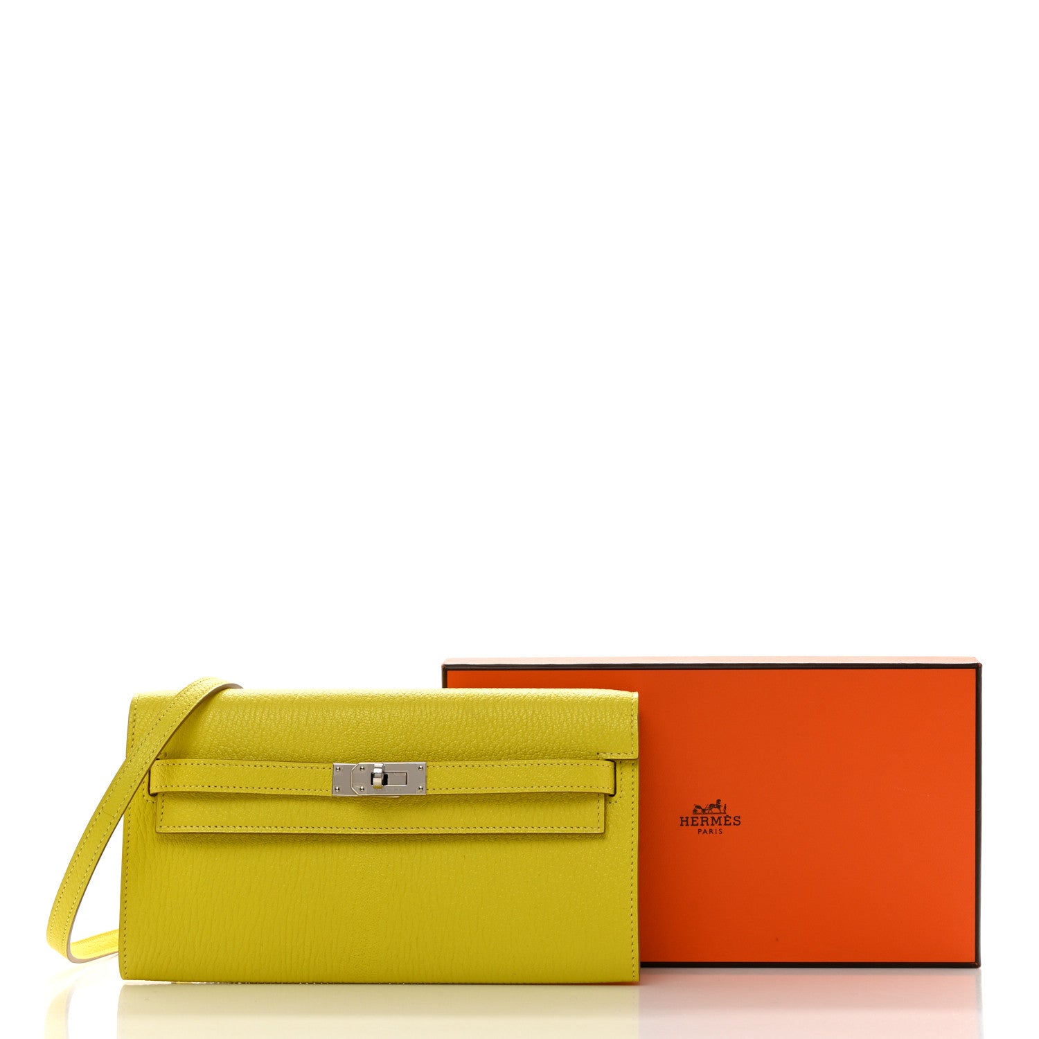 Hermes Chevre Mysore Kelly Wallet To Go Lime 12 of 12