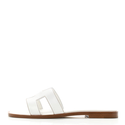 Hermes Box Calfskin Oran Sandals 35.5 White 1 of 10