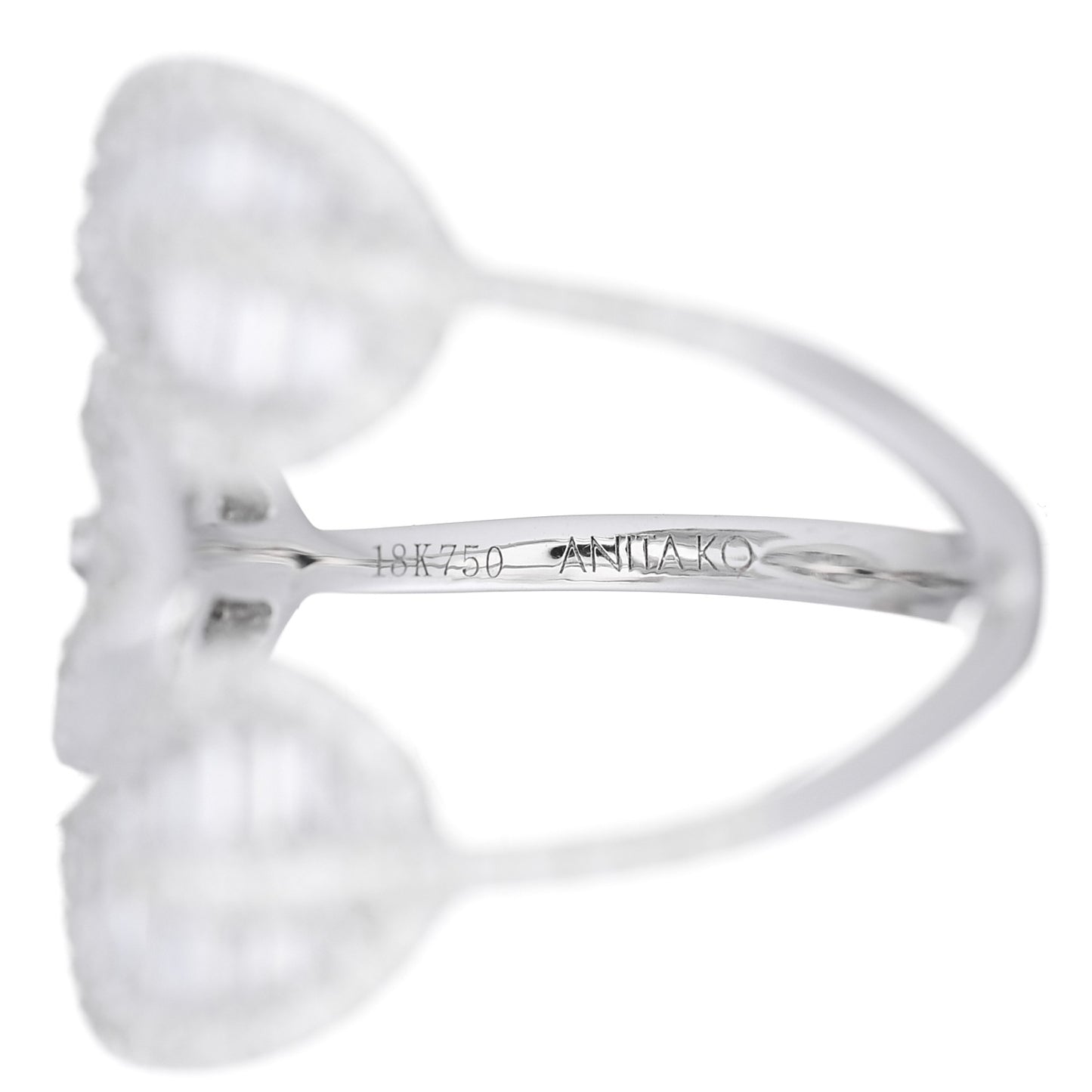 18K White Gold Diamond Tri-Leaf Ring 49 5