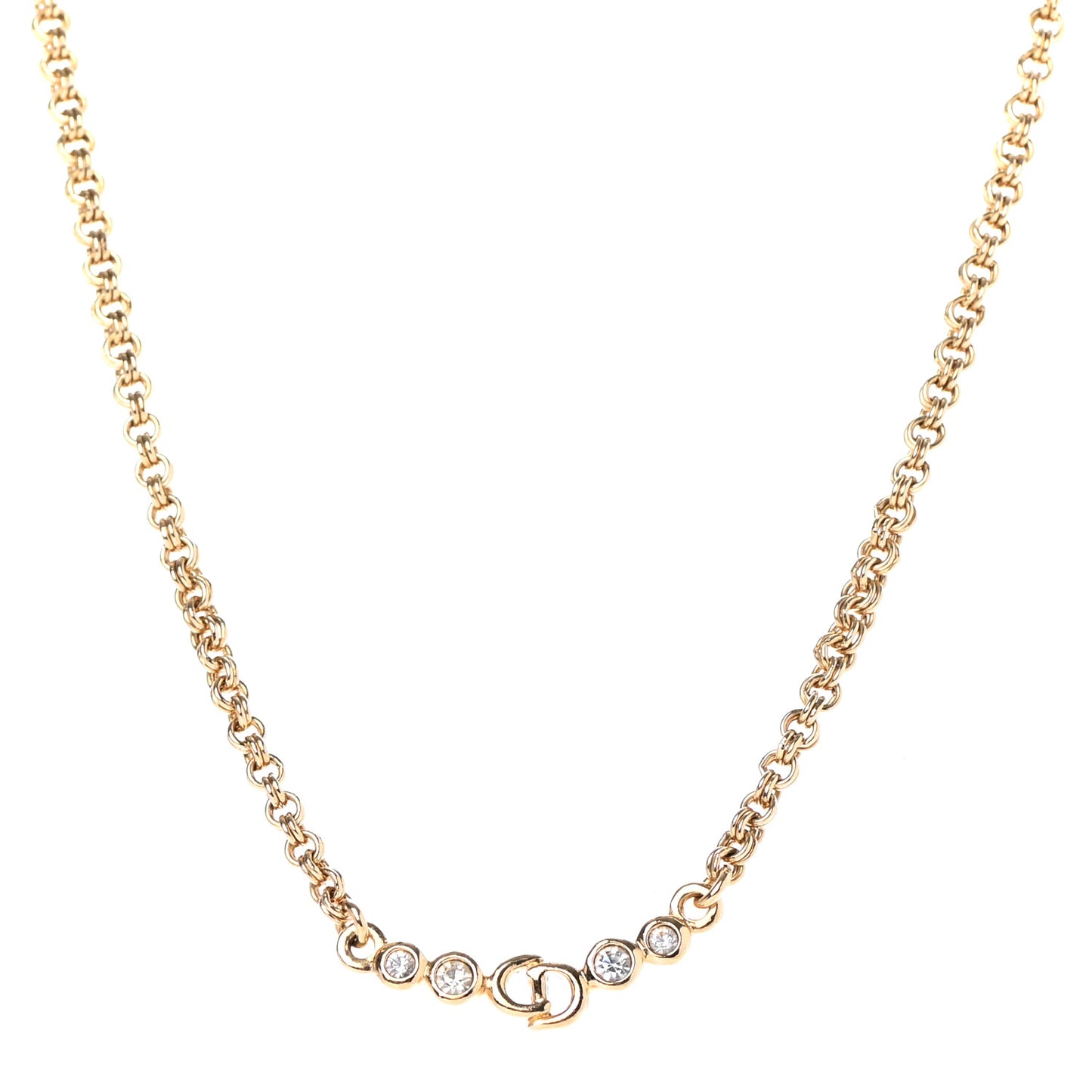 Crystal Chain Necklace Gold
