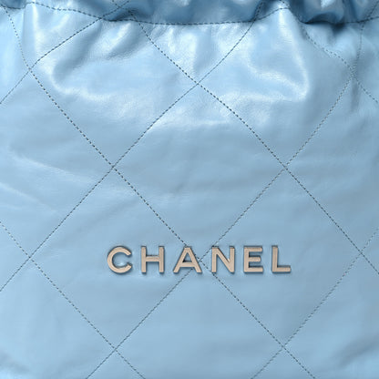 Chanel Shiny Calfskin Quilted Small Chanel 22 Light Blue 10 of 13