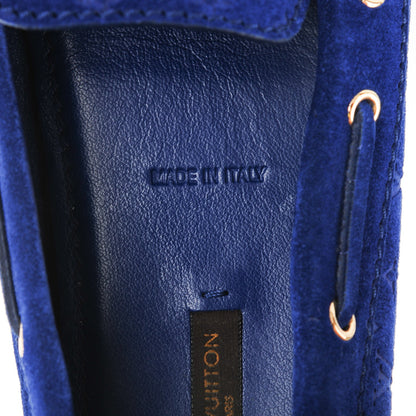 Louis Vuitton Suede Monogram Gloria Loafers 37.5 Blue Roi 7 of 7