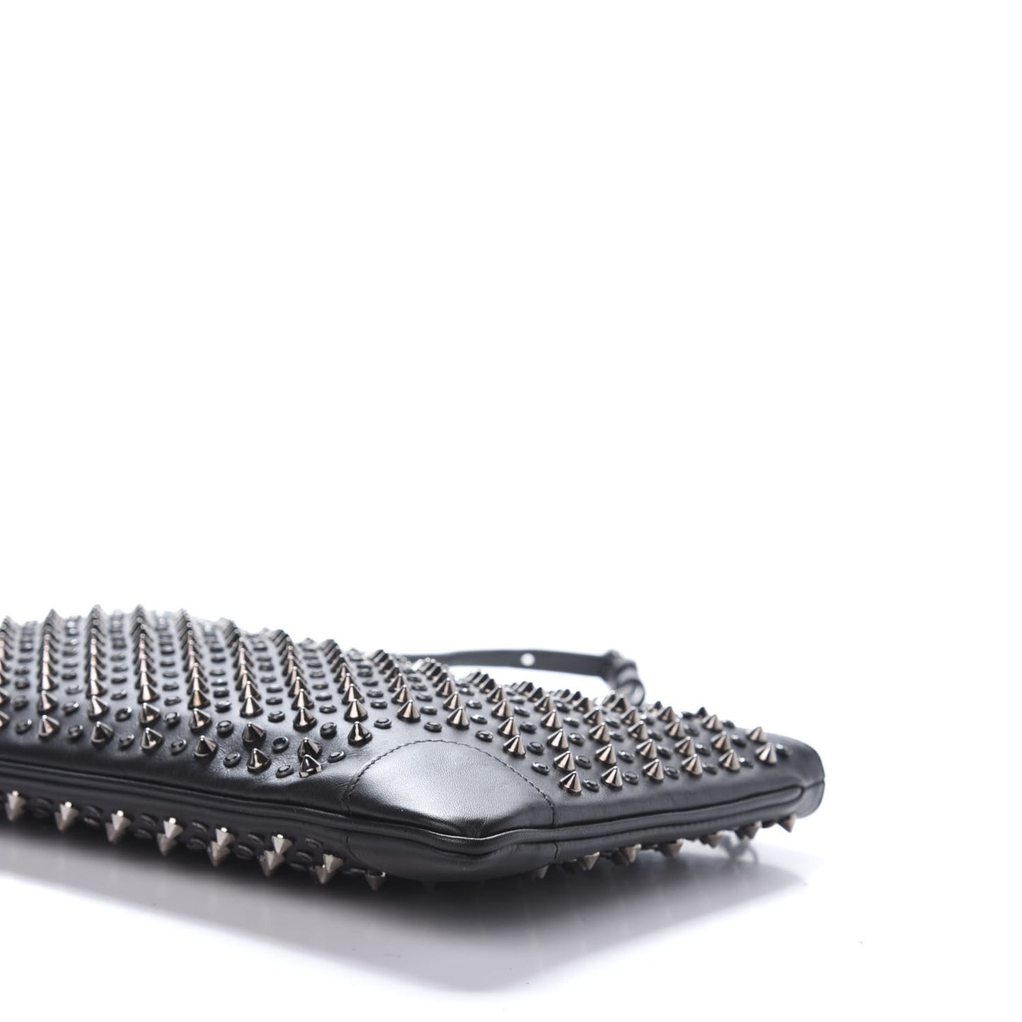 Calfskin Paris Spikes Strass Loubiposh Clutch Black Gun Jet