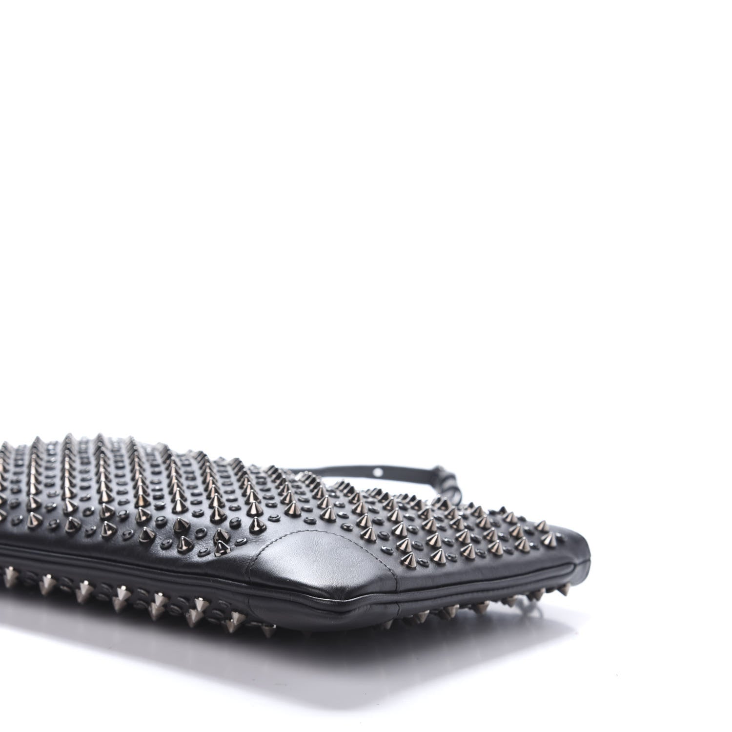 Christian Louboutin Calfskin Paris Spikes Strass Loubiposh Clutch Black Gun Jet 6 of 9