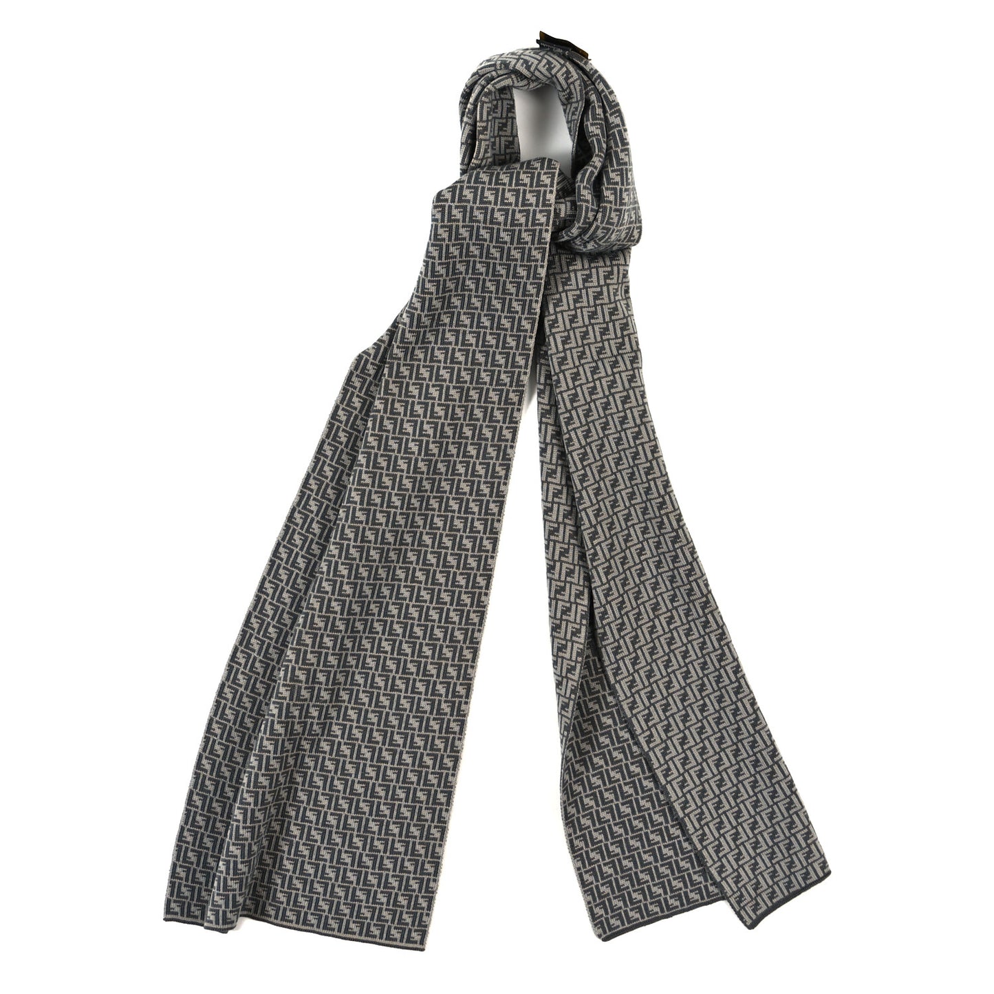 Wool FF Scarf White Grey