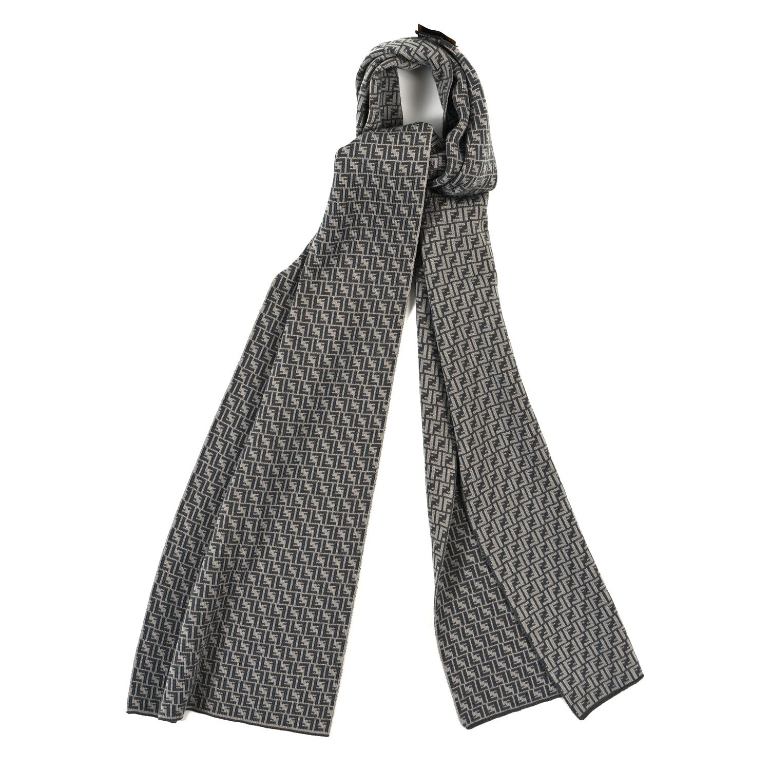Fendi Wool FF Scarf White Grey 1 of 3