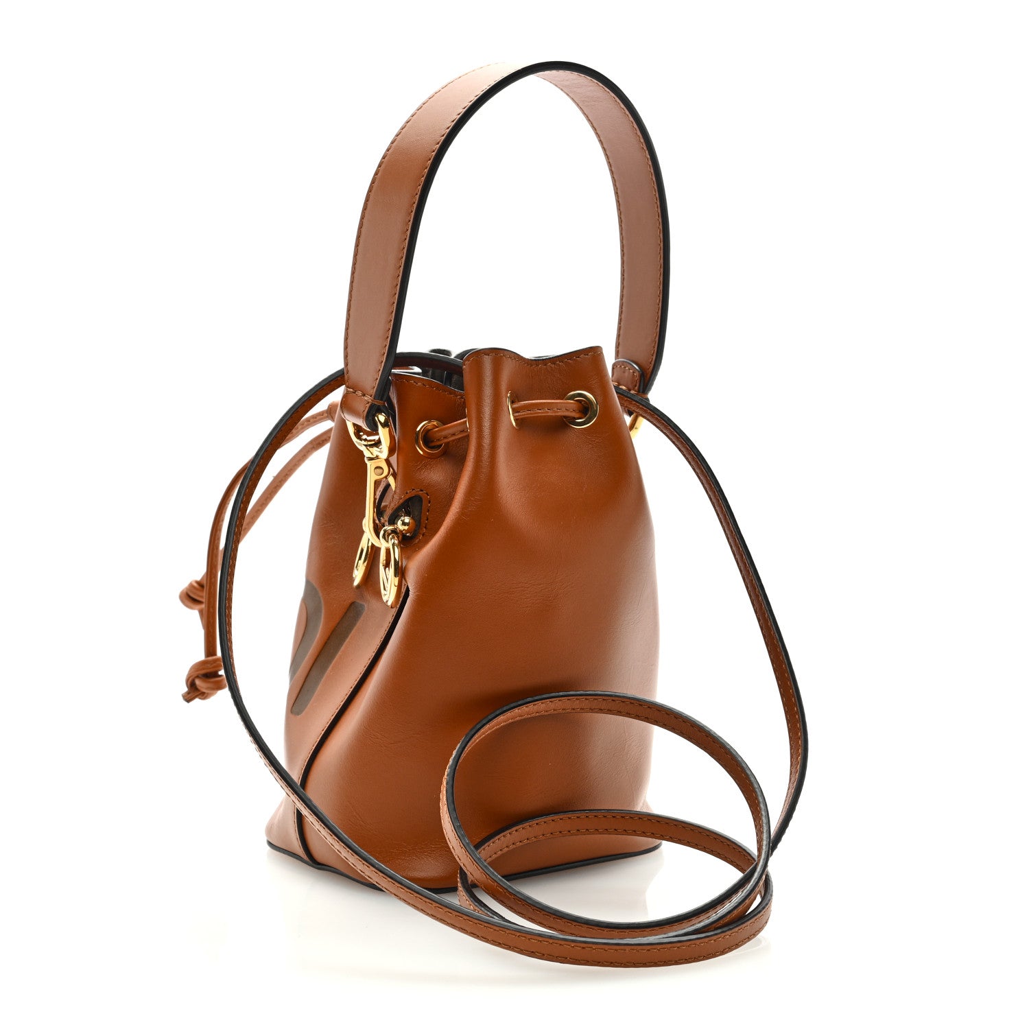 Fendi Vitello King F is Fendi Logo Embossed Mini Mon Tresor Bucket Bag Cuoio 2 of 8