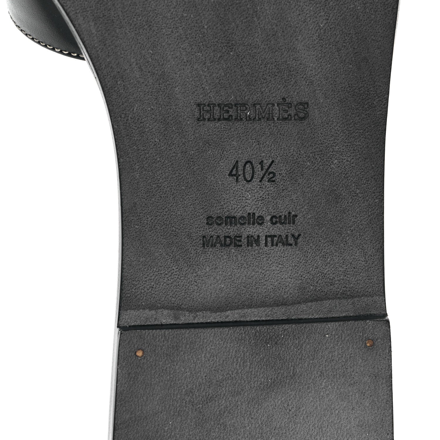 Hermes Box Calfskin Oran Sandals 40.5 Black 6 of 9