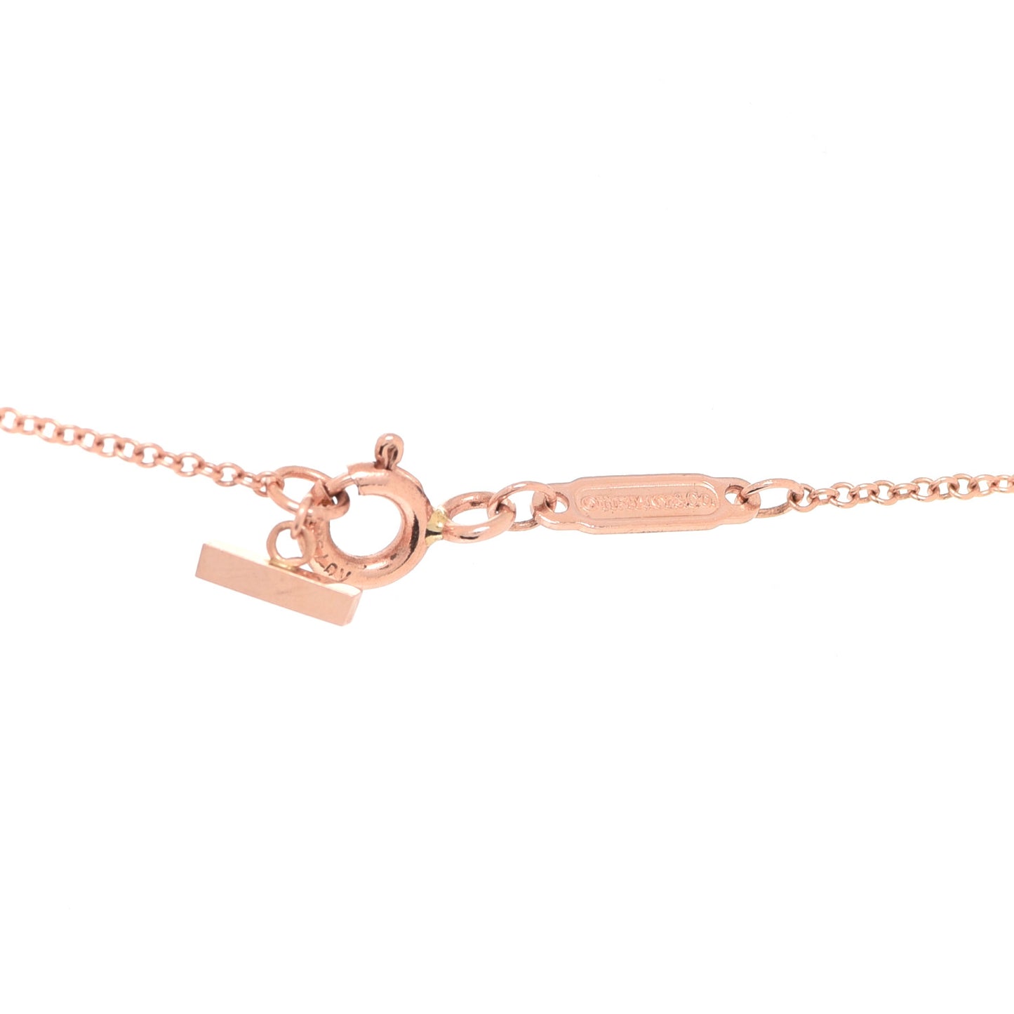 18K Rose Gold T Open Horizontal Bar Pendant Necklace