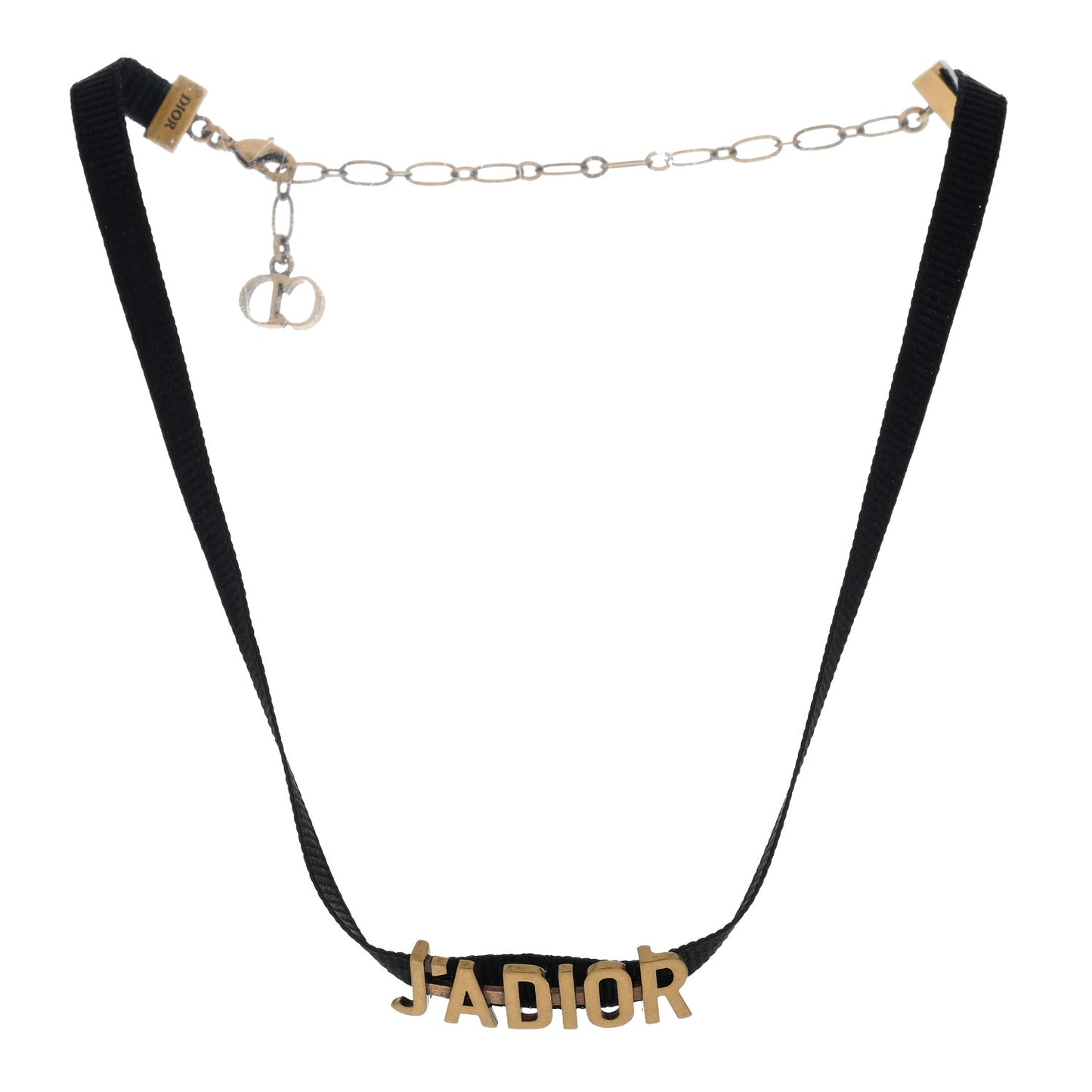 Grosgrain Ribbon J'Adior Logo Choker Necklace Black