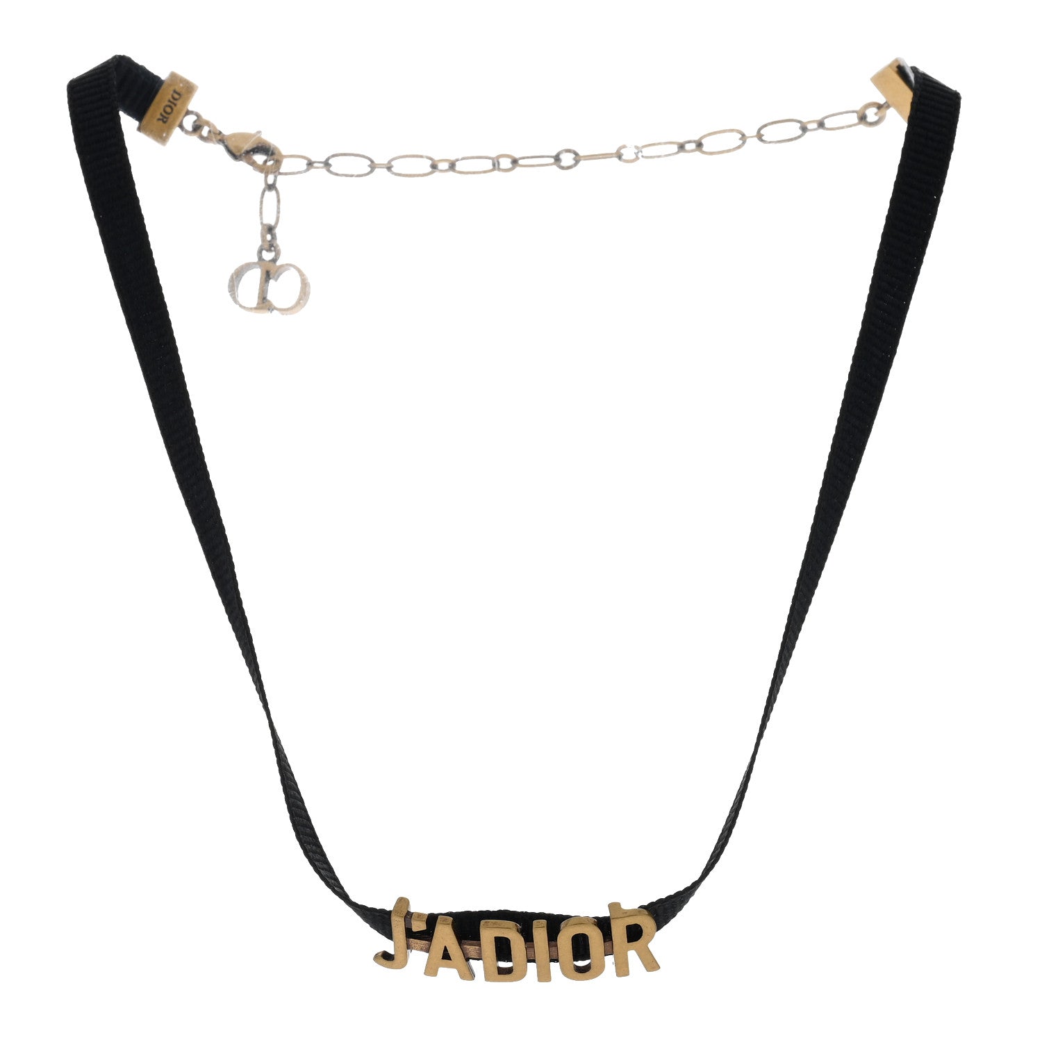 Christian Dior Grosgrain Ribbon J'Adior Logo Choker Necklace Black 2 of 4