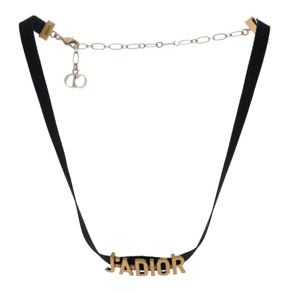 Christian Dior Grosgrain Ribbon J'Adior Logo Choker Necklace Black 2 of 4
