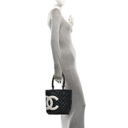 Chanel Calfskin Quilted Medium Cambon Tote Black White 2 of 10