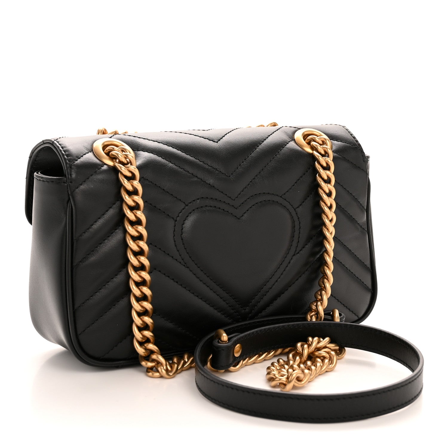 Gucci Calfskin Matelasse Mini GG Marmont Shoulder Bag Black 3 of 14